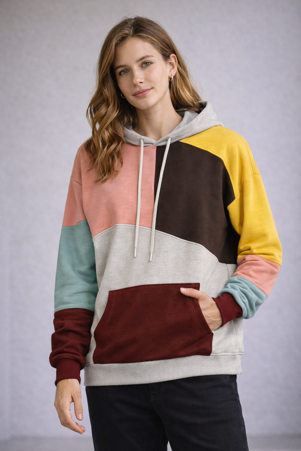 Ethan | Men's Modern Color-Block Oversized Hoodie-Metro Lane Plaza