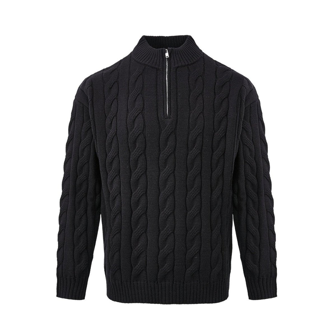 Pull en maille torsadée à fermeture éclair quart de longueur pour homme