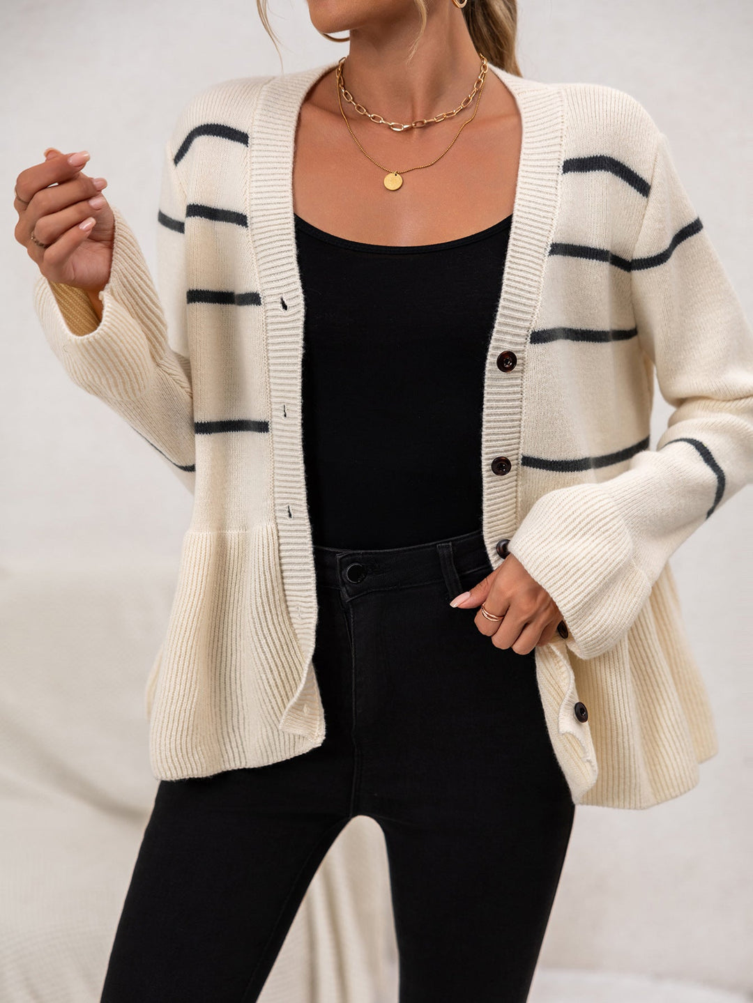 Stribet cardigan til kvinder