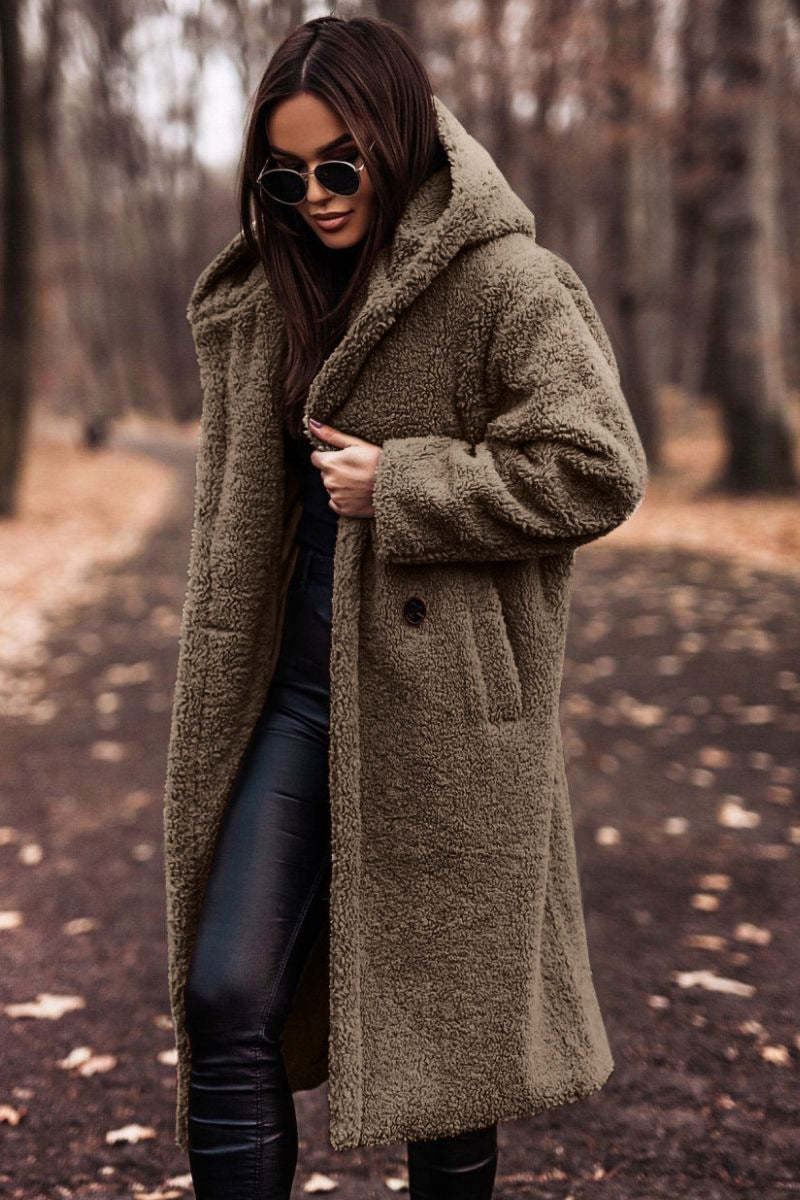 Cappotto teddy con cappuccio da donna per un accogliente stile invernale