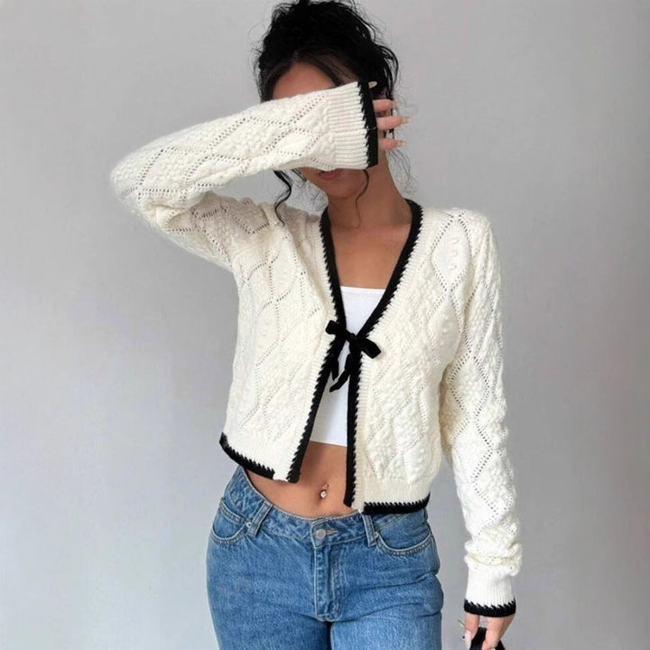 Gilet cardigan court à col en V pour femme