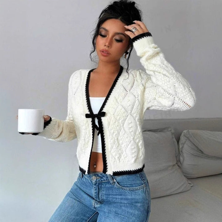 Gilet cardigan court à col en V pour femme