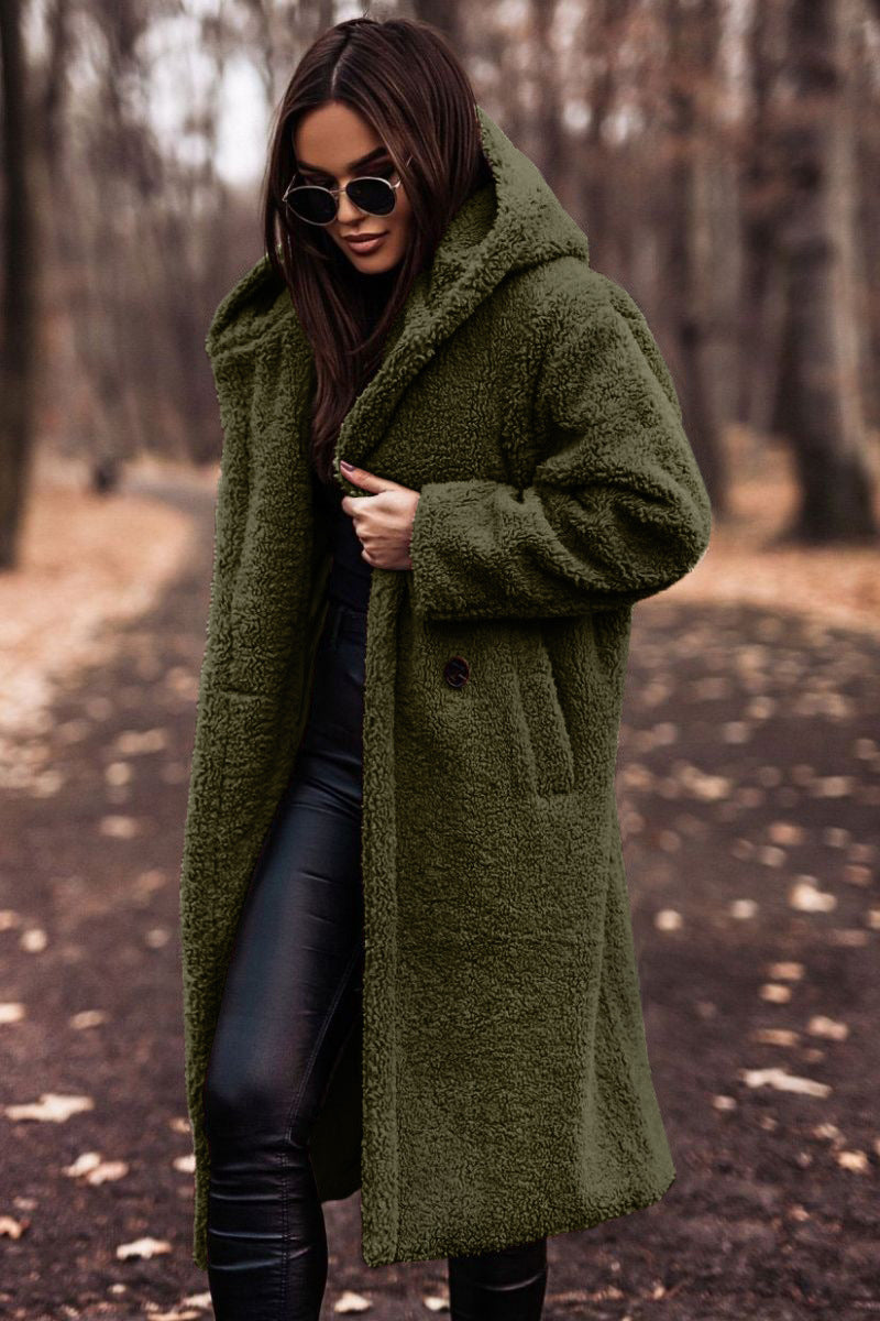 Cappotto teddy con cappuccio da donna per un accogliente stile invernale