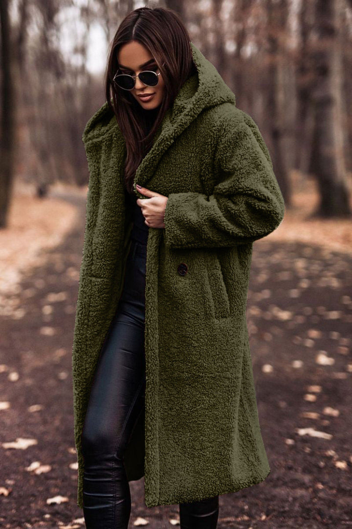 Cappotto teddy con cappuccio da donna per un accogliente stile invernale