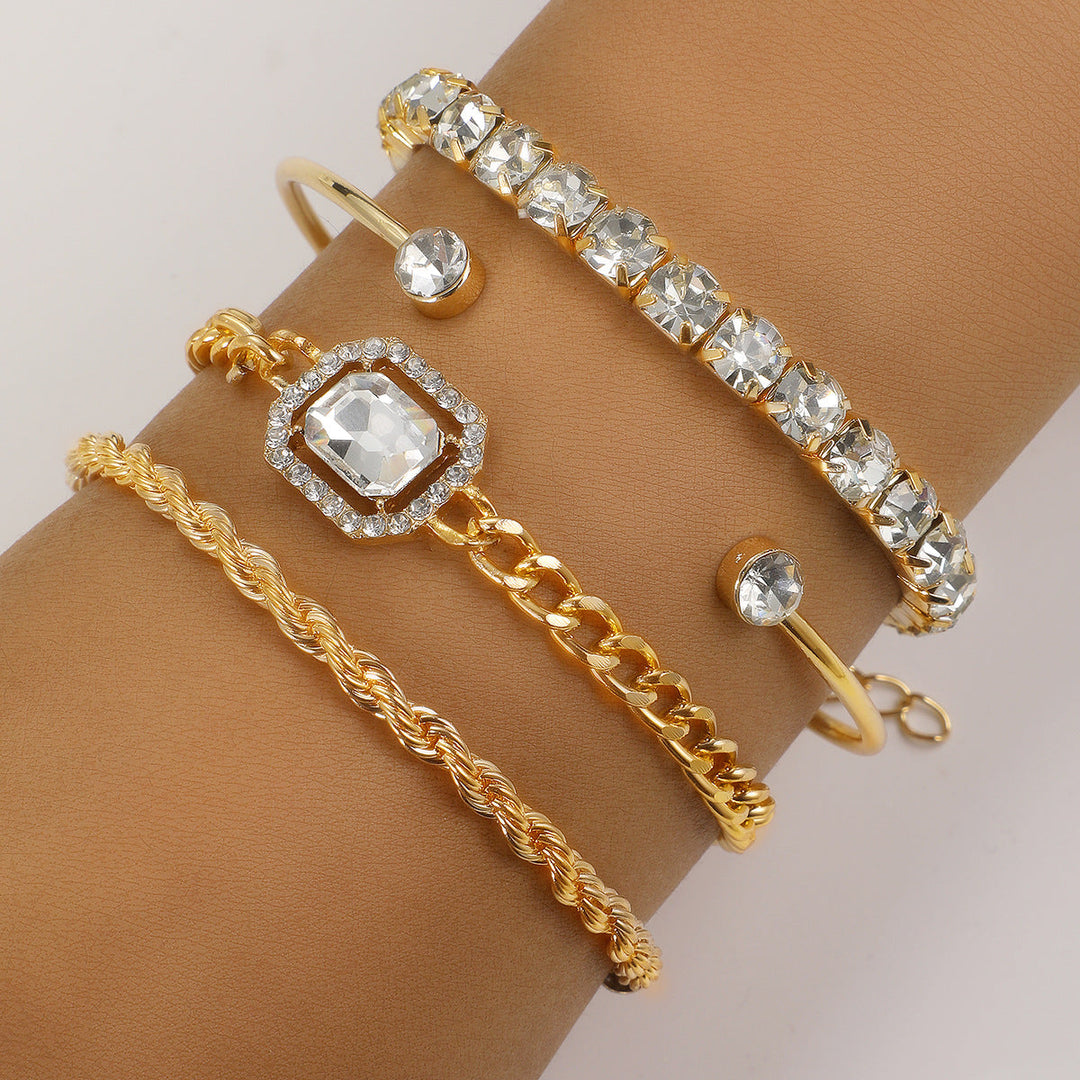 Barbara | Women's Minimalist Bracelet Set with Sparkling Crystals-Metro Lane Plaza