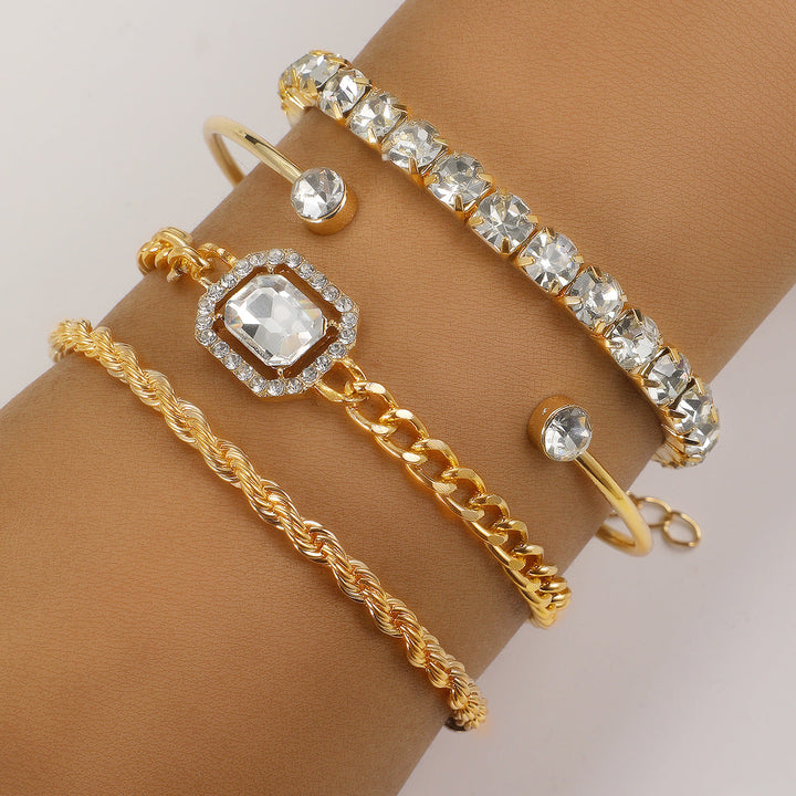 Barbara | Women's Minimalist Bracelet Set with Sparkling Crystals-Metro Lane Plaza