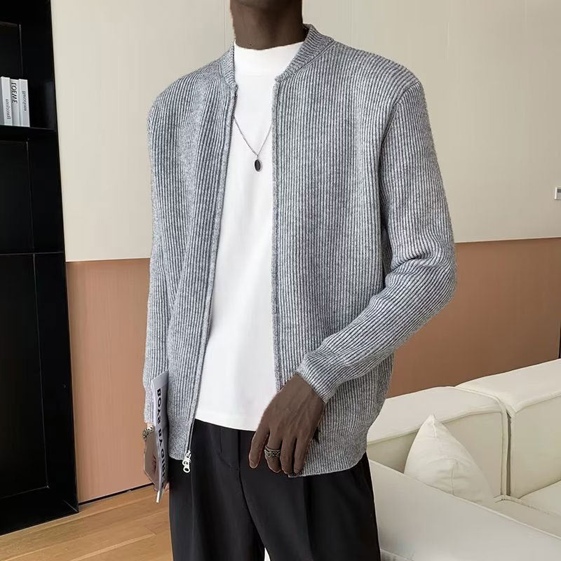 Men's Zip Up Ribbed Sweater