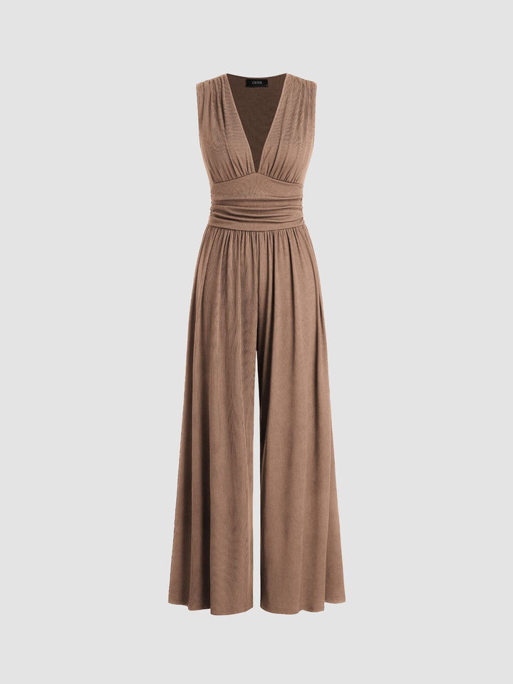 Chic ærmeløs jumpsuit med brede ben til kvinder