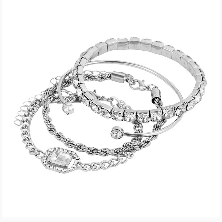 Barbara | Women's Minimalist Bracelet Set with Sparkling Crystals-Metro Lane Plaza