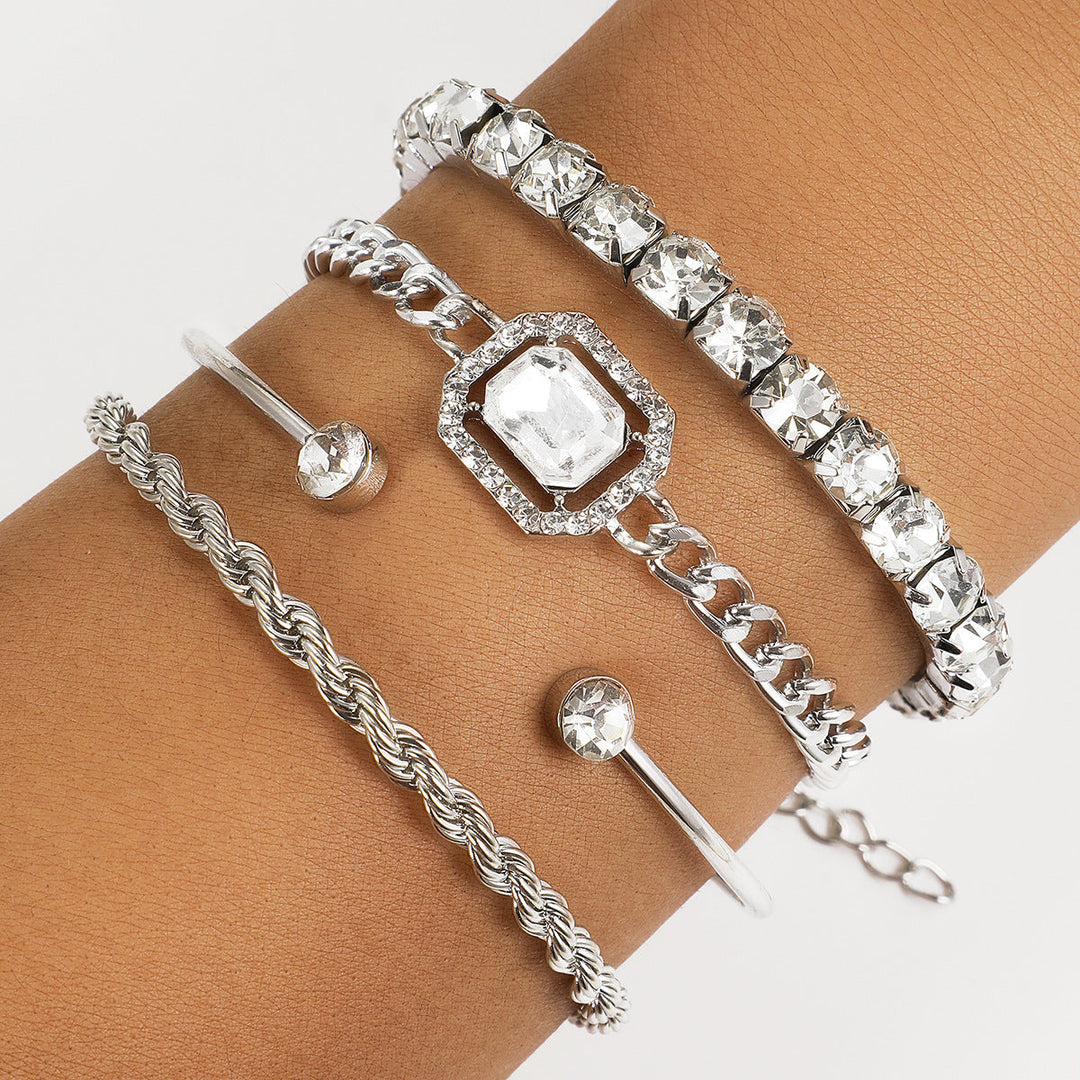 Barbara | Women's Minimalist Bracelet Set with Sparkling Crystals-Metro Lane Plaza