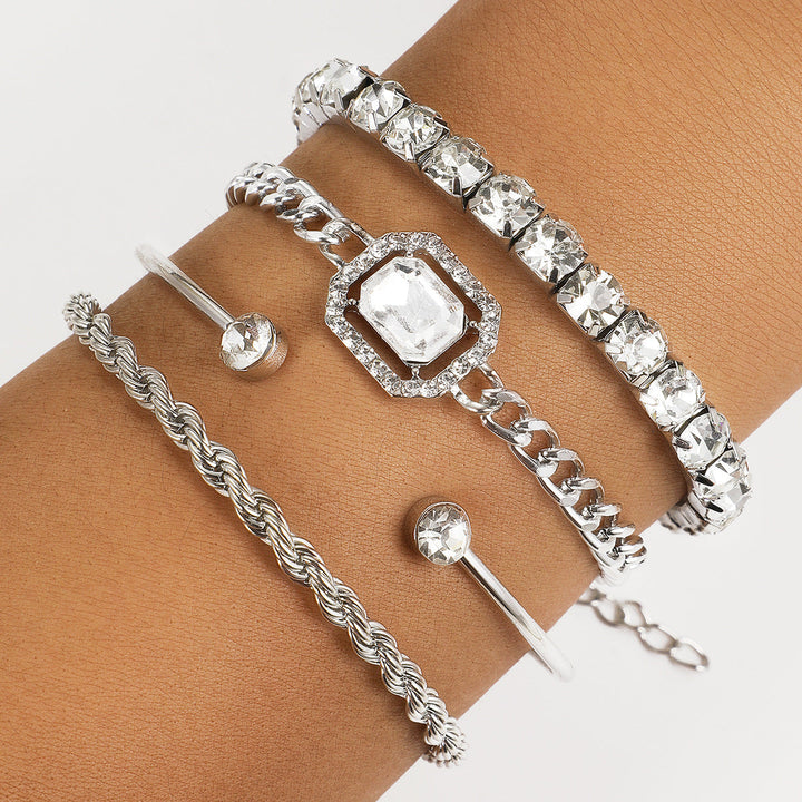 Barbara | Women's Minimalist Bracelet Set with Sparkling Crystals-Metro Lane Plaza