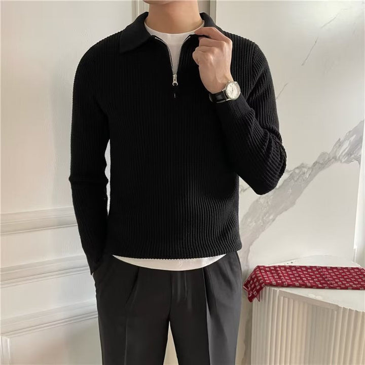 Men's Zip Up Polo Sweater