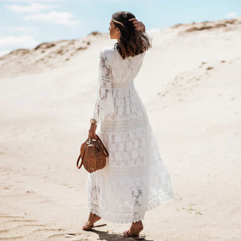 Women's Elegant Boho Long Sleeve Maxi Dress-Metro Lane Plaza