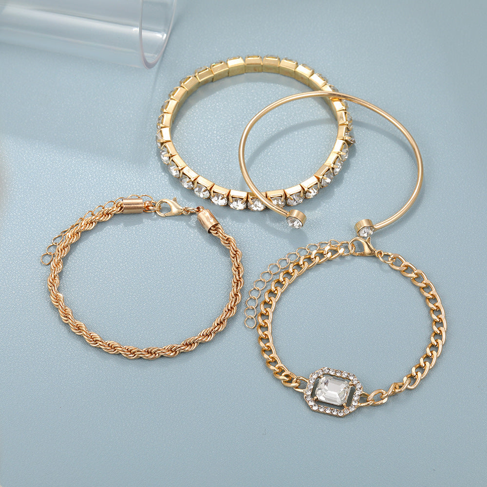 Barbara | Women's Minimalist Bracelet Set with Sparkling Crystals-Metro Lane Plaza