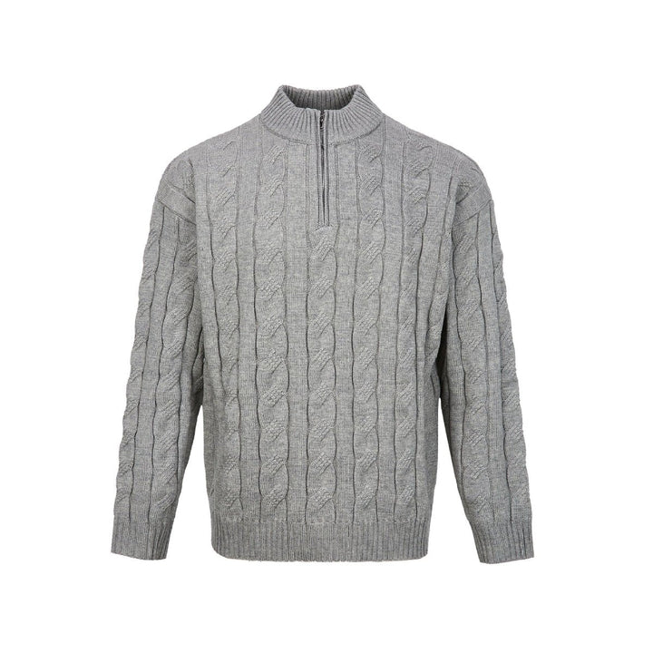 Pull en maille torsadée à fermeture éclair quart de longueur pour homme