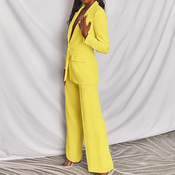 Evelyn | Women's Elegant Blazer and Trouser Set in Premium Fabric-Metro Lane Plaza