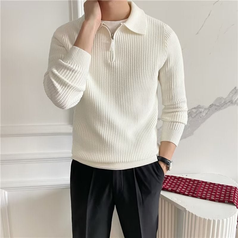 Men's Zip Up Polo Sweater