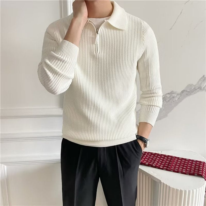 Men's Zip Up Polo Sweater