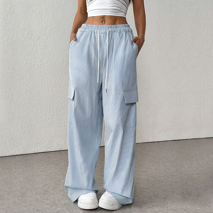 Annemiek | Women's Loose Fit Striped Pants – Full Length & Breathable-Metro Lane Plaza