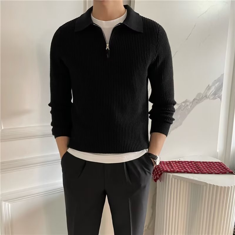 Men's Zip Up Polo Sweater