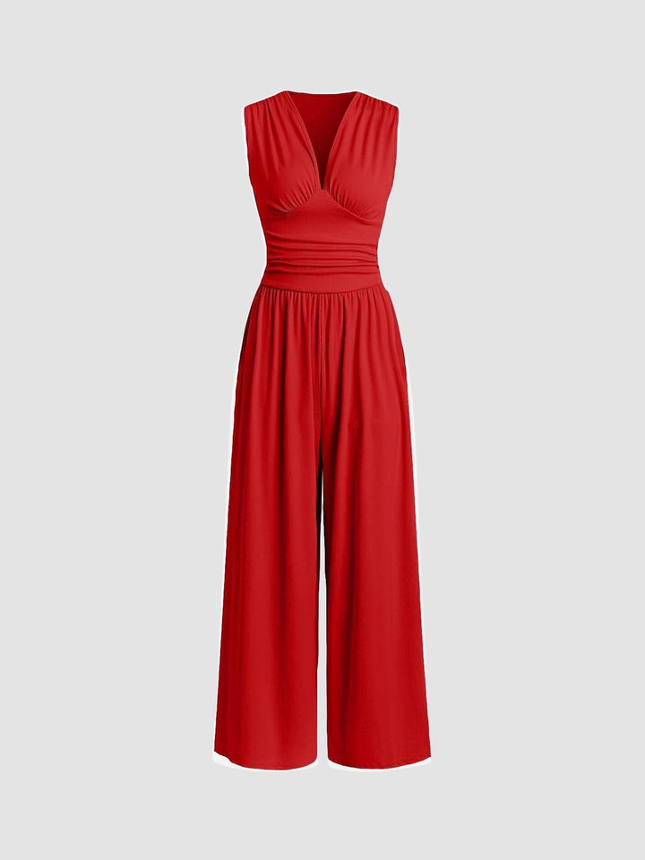 Chic ærmeløs jumpsuit med brede ben til kvinder