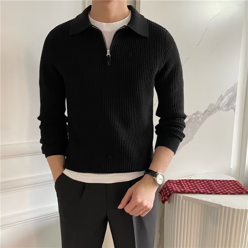 Men's Zip Up Polo Sweater