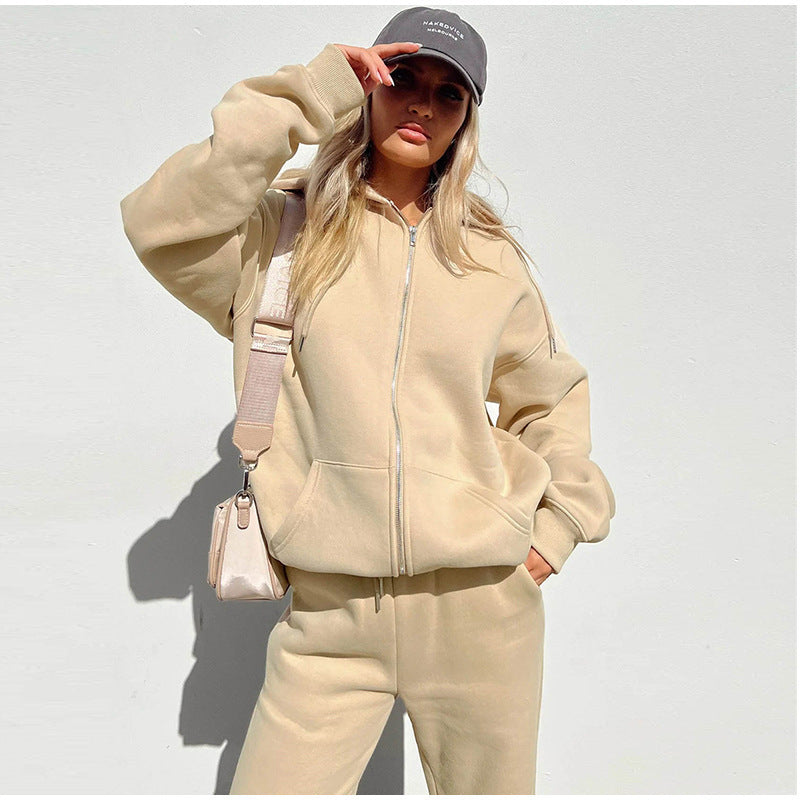 Emily | Women's Fleece Sports Set with Zip Hoodie and Jogging Pants-Metro Lane Plaza
