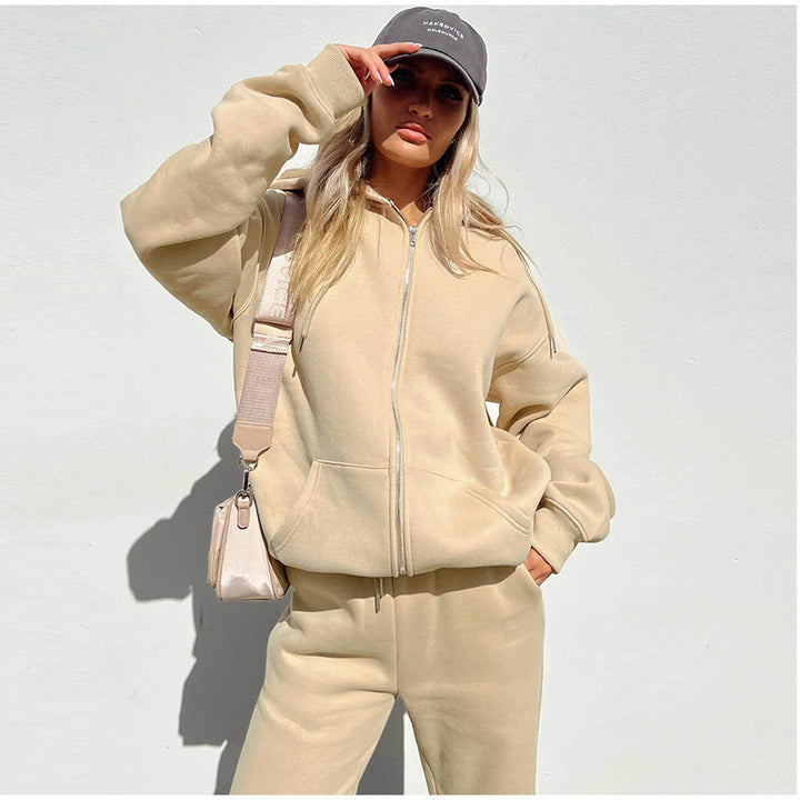Emily | Women's Fleece Sports Set with Zip Hoodie and Jogging Pants-Metro Lane Plaza