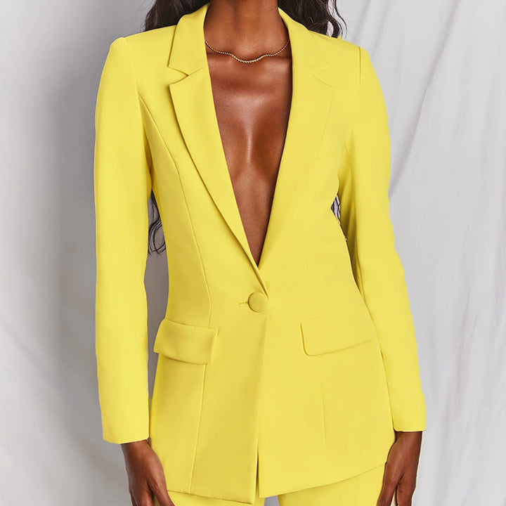 Evelyn | Women's Elegant Blazer and Trouser Set in Premium Fabric-Metro Lane Plaza