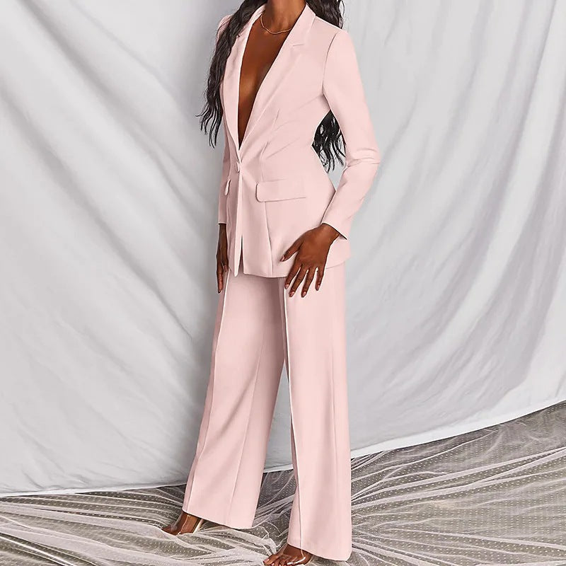 Evelyn | Women's Elegant Blazer and Trouser Set in Premium Fabric-Metro Lane Plaza
