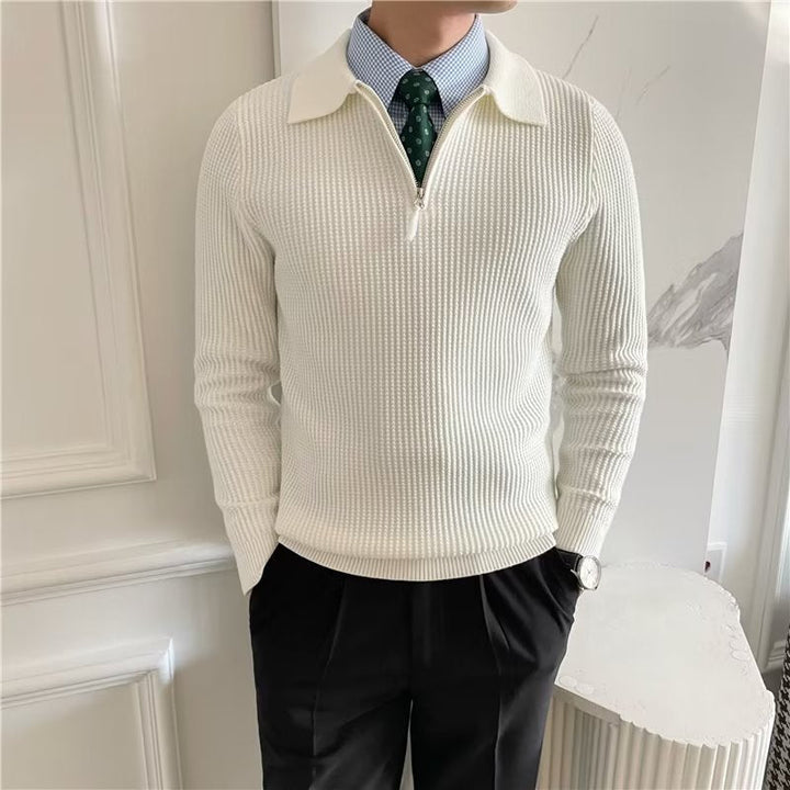 Men's Zip Up Polo Sweater