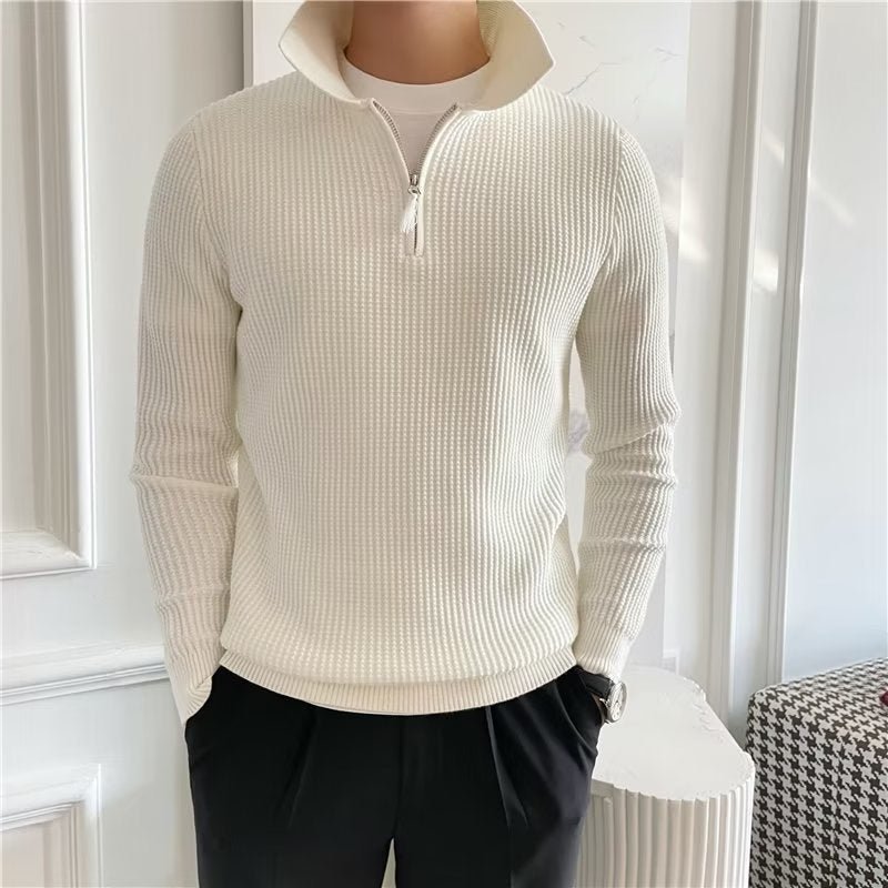Men's Zip Up Polo Sweater