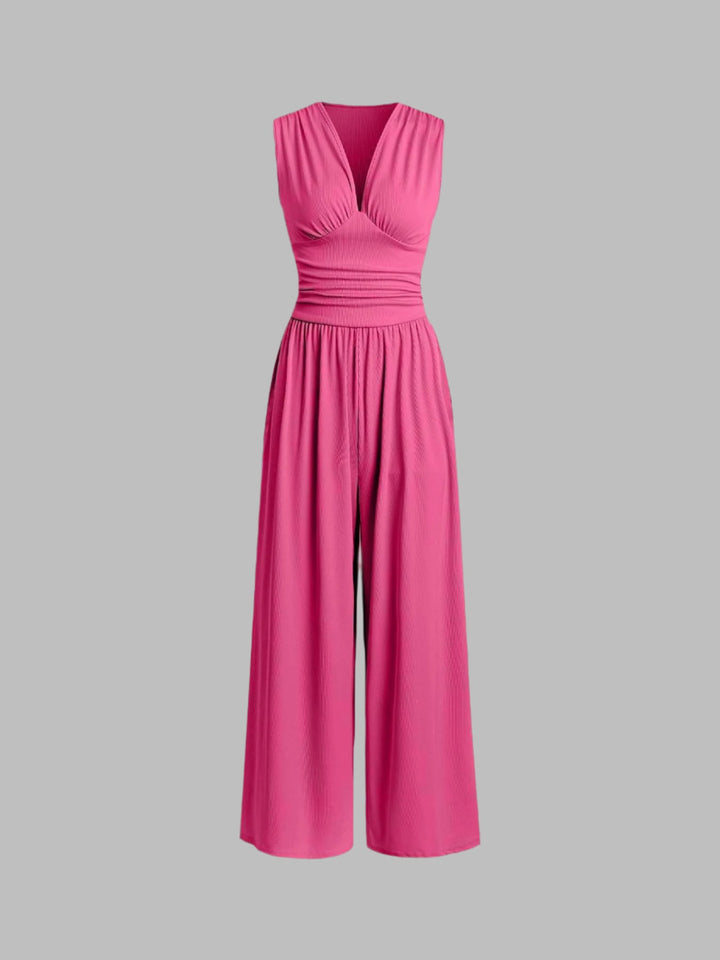 Chic ærmeløs jumpsuit med brede ben til kvinder