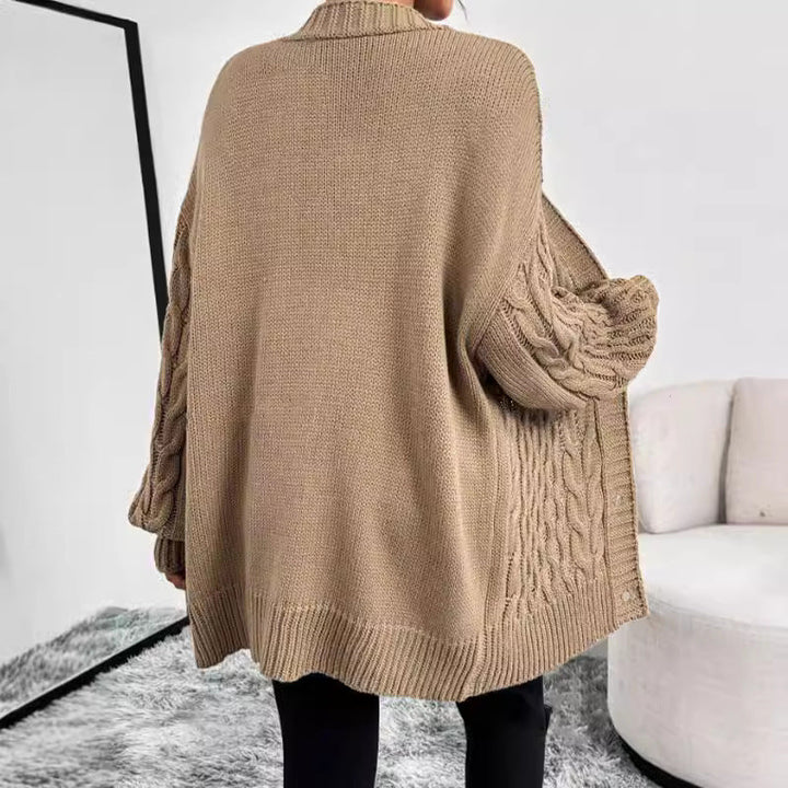 Cárdigan de punto trenzado extragrande para mujer