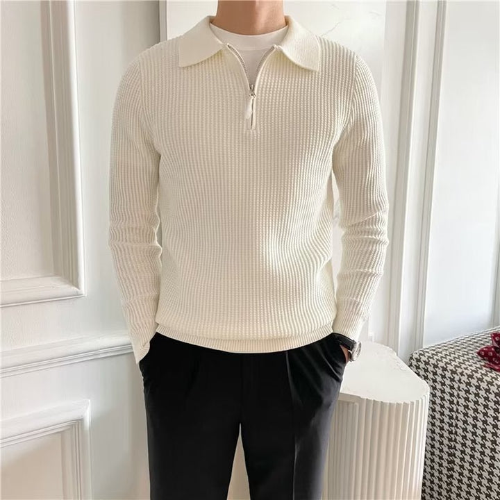 Men's Zip Up Polo Sweater