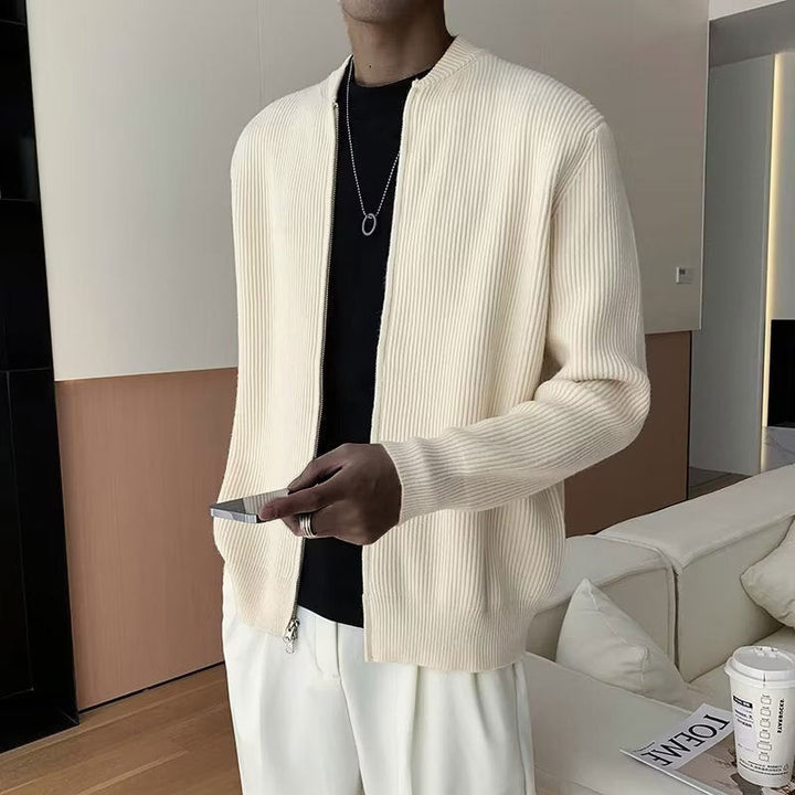 Men's Zip Up Ribbed Sweater