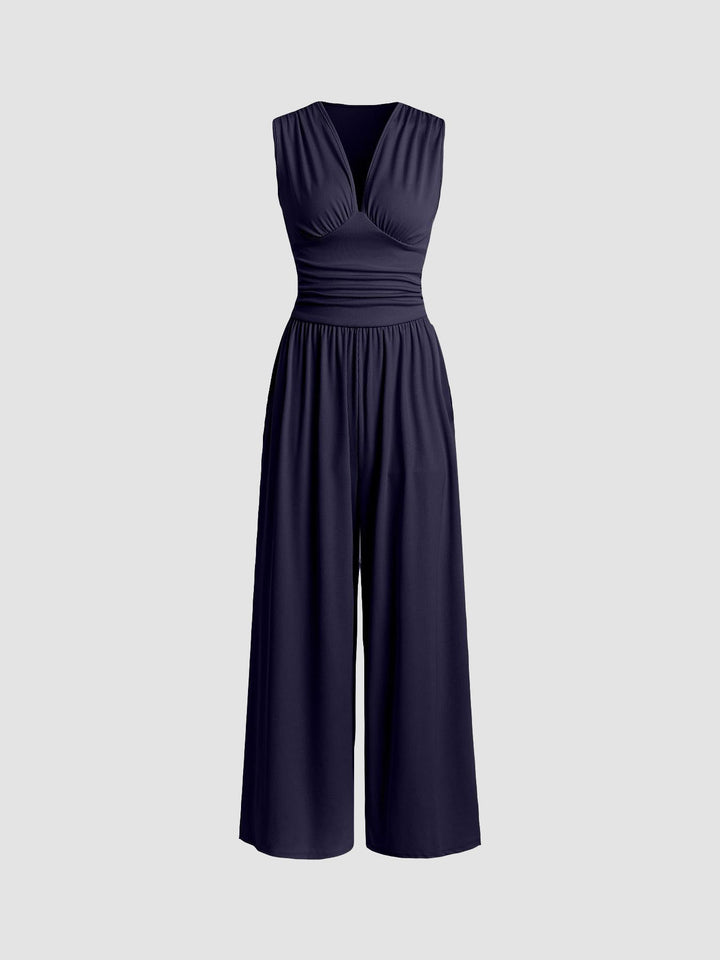 Chic ærmeløs jumpsuit med brede ben til kvinder