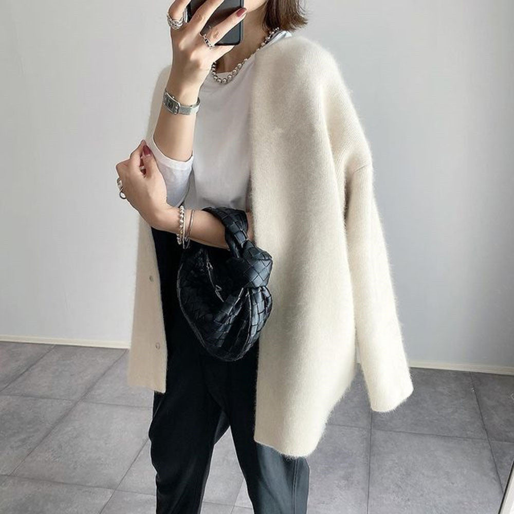 Kuschelige, oversized Strickjacke mit Knopfleiste vorn für Damen