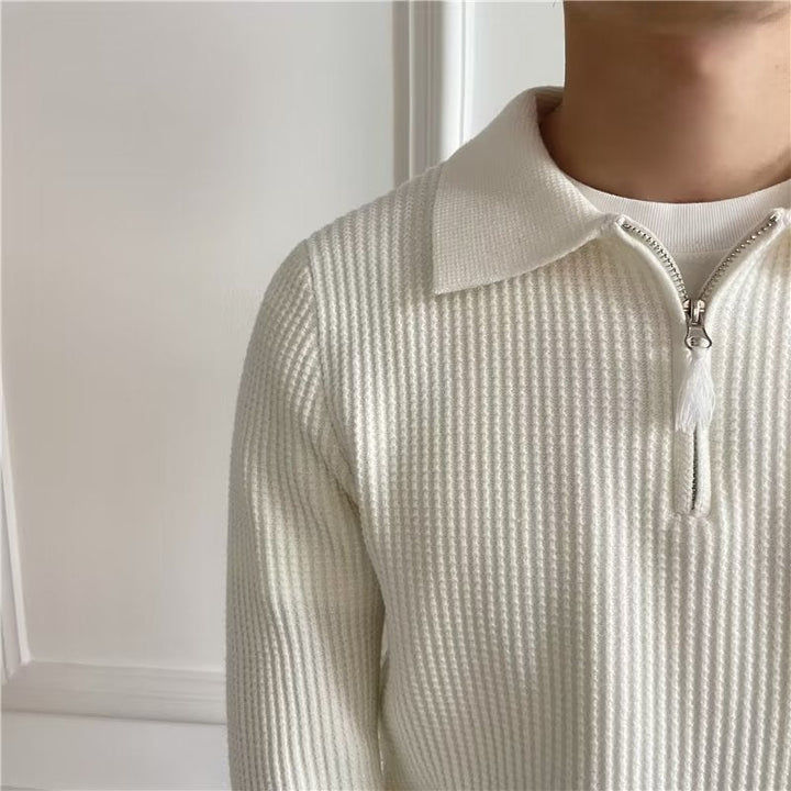 Men's Zip Up Polo Sweater