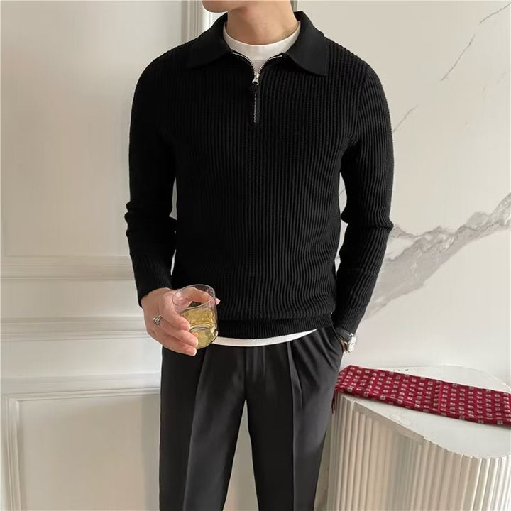 Men's Zip Up Polo Sweater