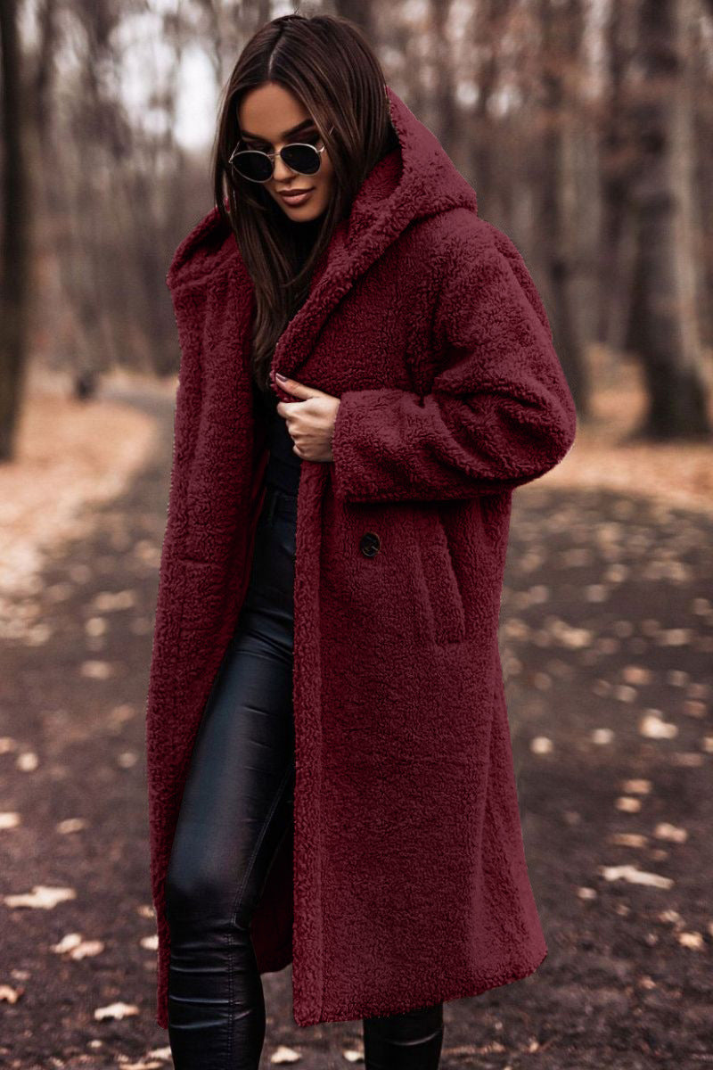 Cappotto teddy con cappuccio da donna per un accogliente stile invernale