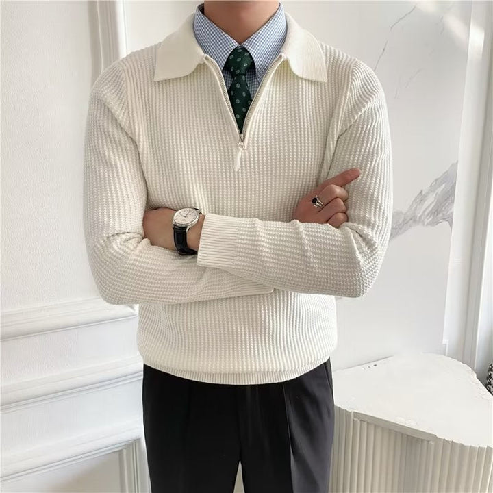 Men's Zip Up Polo Sweater