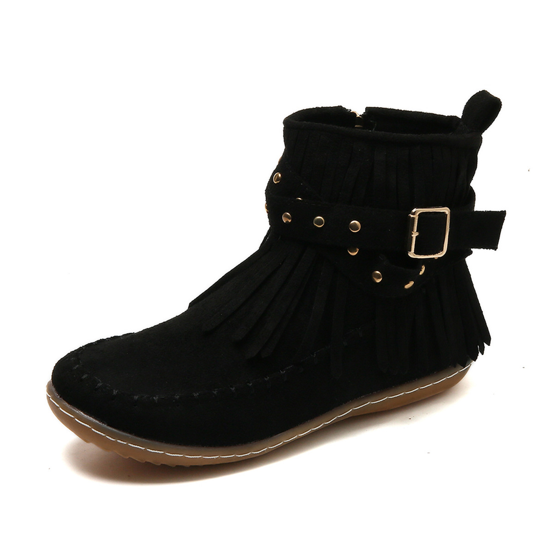 Bottines pour femmes à franges et boucle