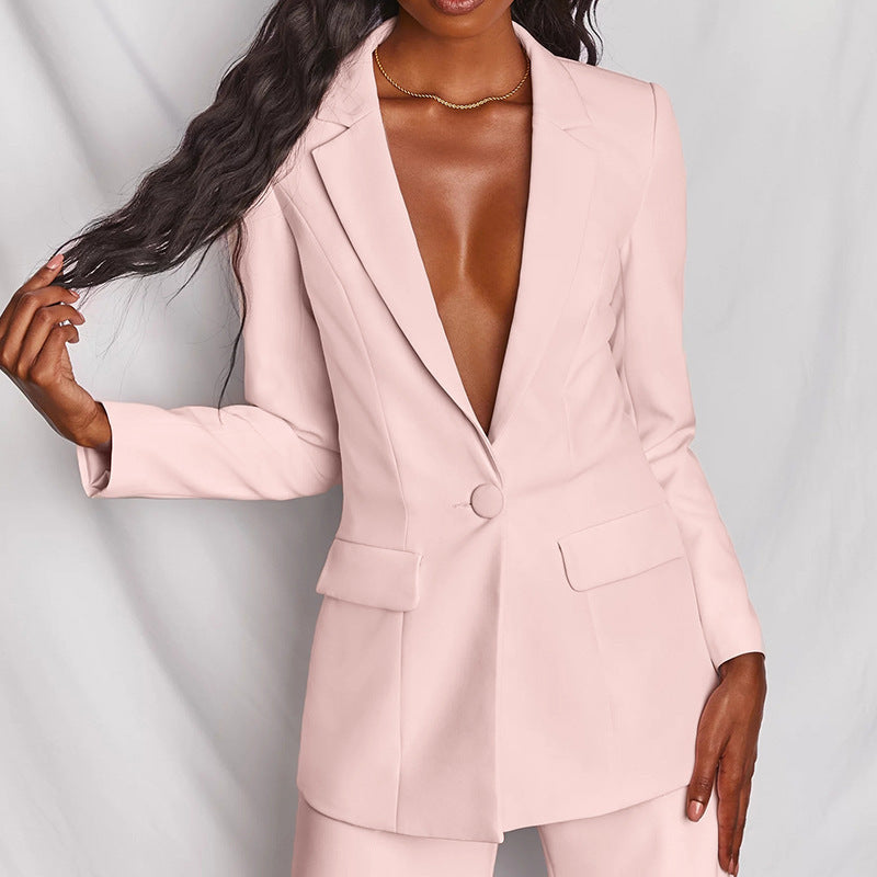Evelyn | Women's Elegant Blazer and Trouser Set in Premium Fabric-Metro Lane Plaza