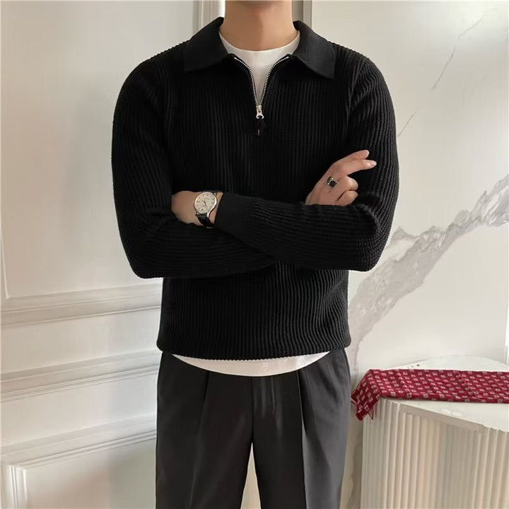 Men's Zip Up Polo Sweater