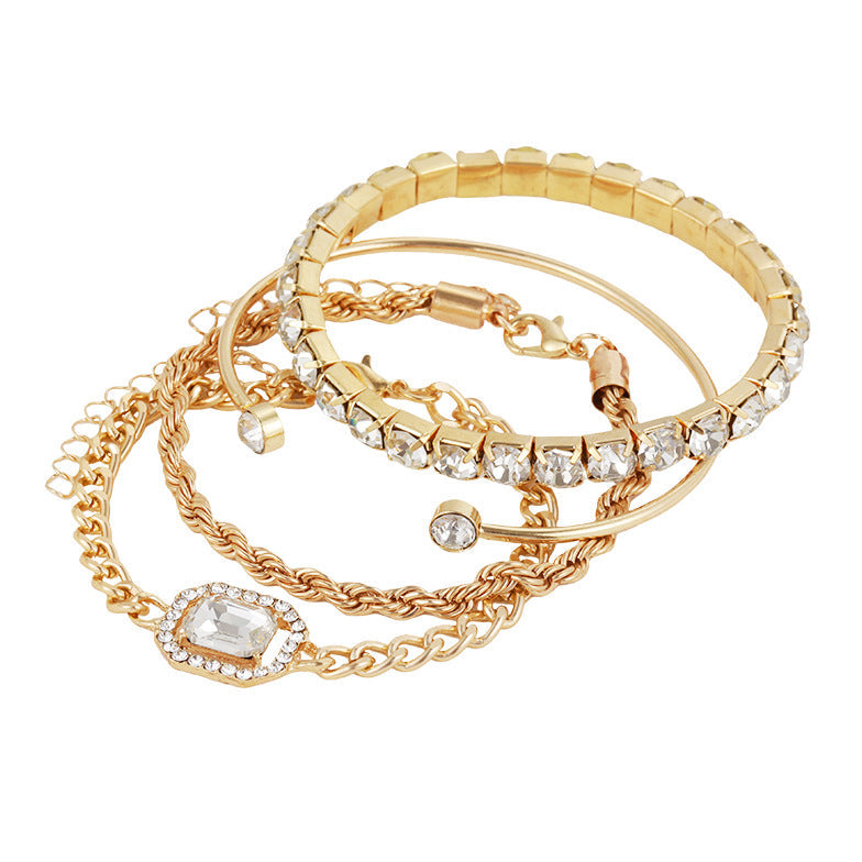 Barbara | Women's Minimalist Bracelet Set with Sparkling Crystals-Metro Lane Plaza