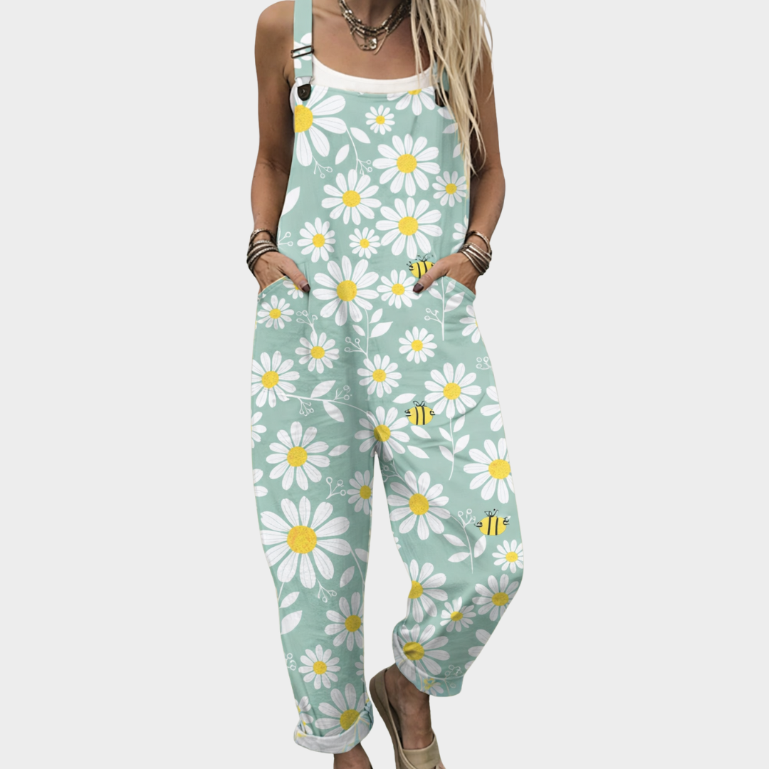 Women's Casual Floral Art Jumpsuit