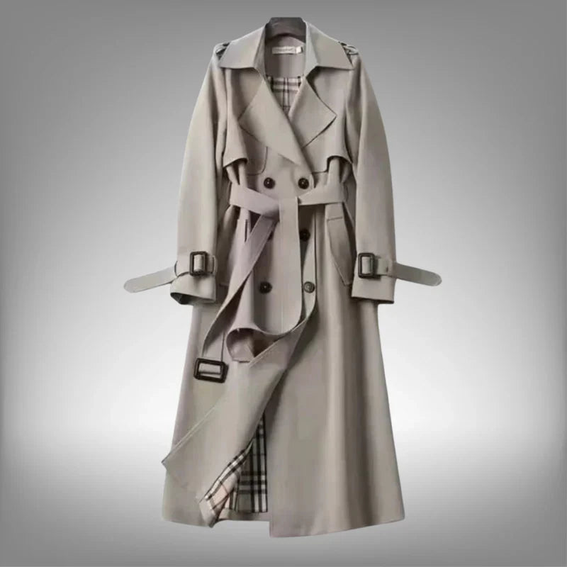 Sophia | Women's Elegant Modern Long Trench Coat-Metro Lane Plaza