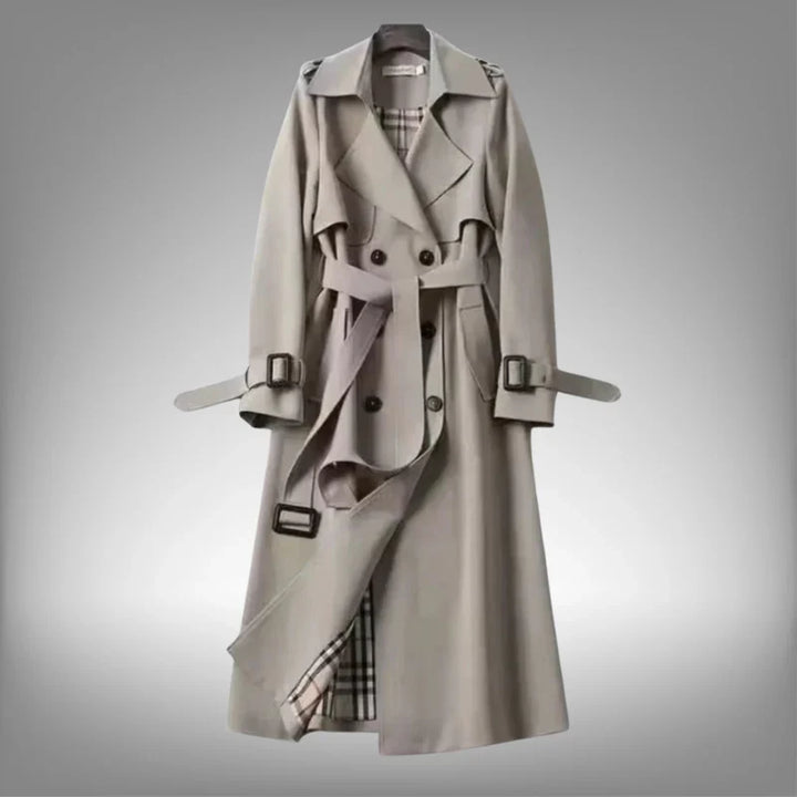 Sophia | Women's Elegant Modern Long Trench Coat-Metro Lane Plaza