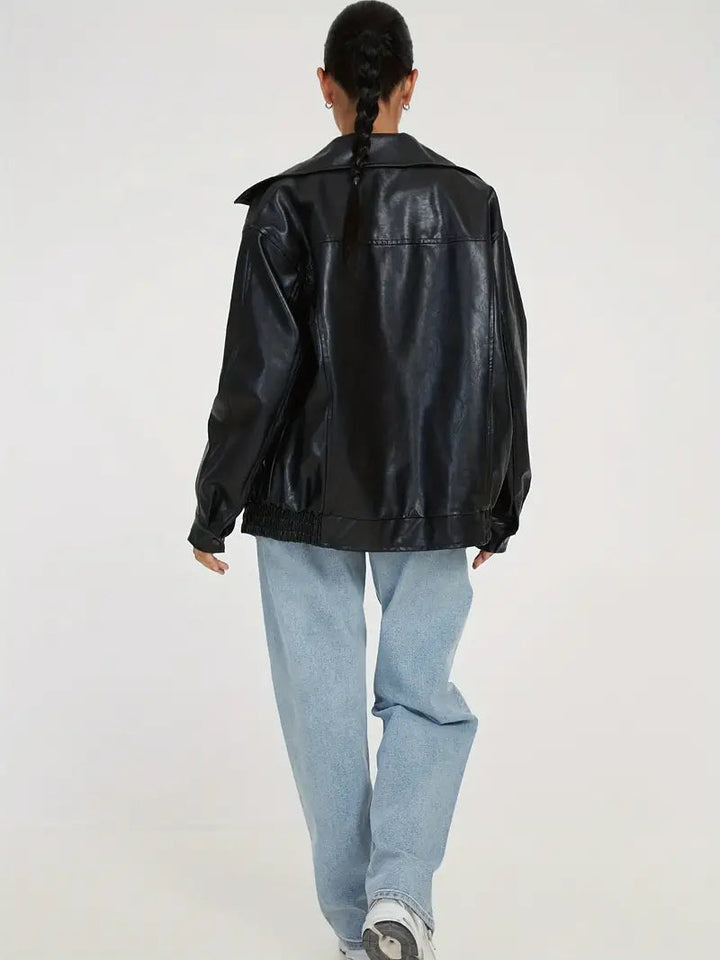 Charlotte | Women's Oversized Warm Leather Jacket-Metro Lane Plaza